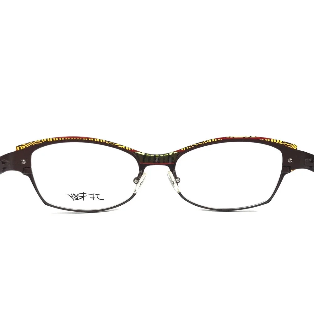 J.F. Rey Eyeglasses Frames JF2572 9060 Brown Green Yellow Cat Eye 53-18-138